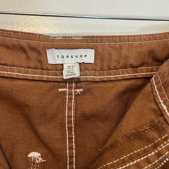 Topshop utility denim skirt, brown -- size 8 - Picture 4 of 4